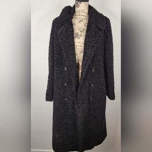 House of CB XS Faux Fur Long Coat Teddy Black Cozy Whimsygoth Fairygrunge Winter